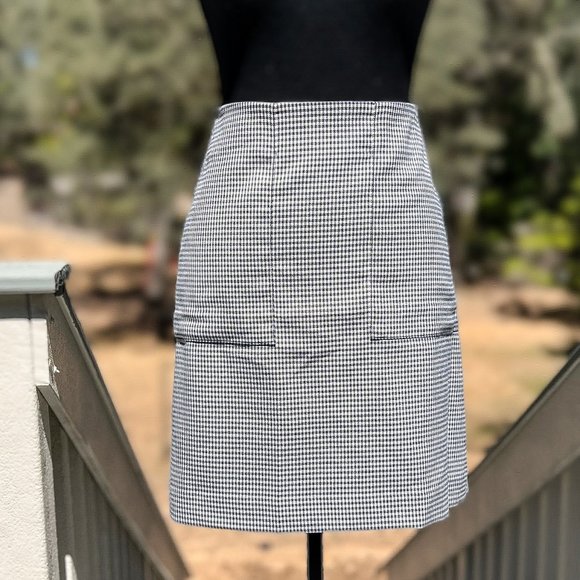 LOFT Blue and White Houndstooth Skirt - Picture 1 of 3